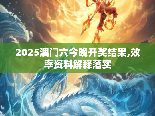 2025澳门六今晚开奖结果,效率资料解释落实