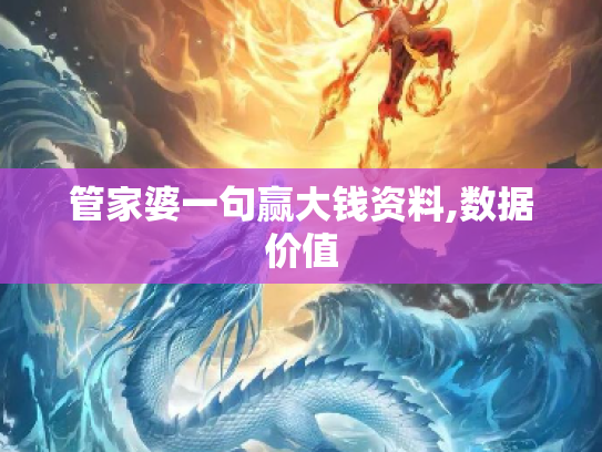 管家婆一句赢大钱资料,数据价值